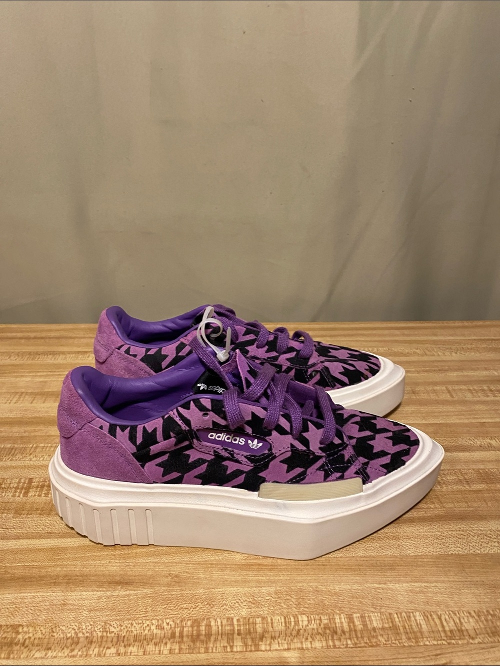 Adidas Originals Hypersleek Purple Houndstooth Platform  shoes Women’s 5 - Picture 2 of 7